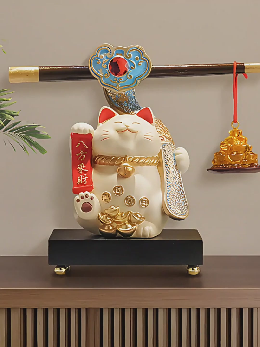 Fortune Cat With Gold Coils