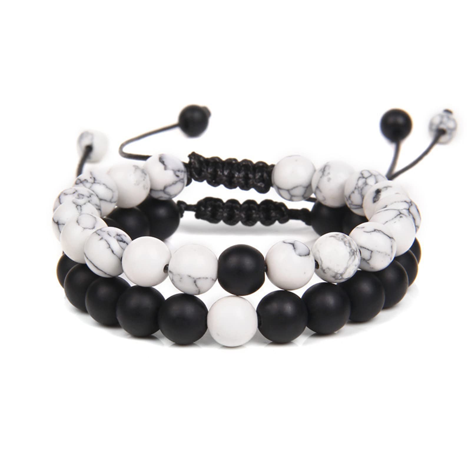 2-Piece Set: Matte Lava Stone Bead Stretch Bracelets (Couple's Set) – Stress Relief & Aromatherapy Jewelry