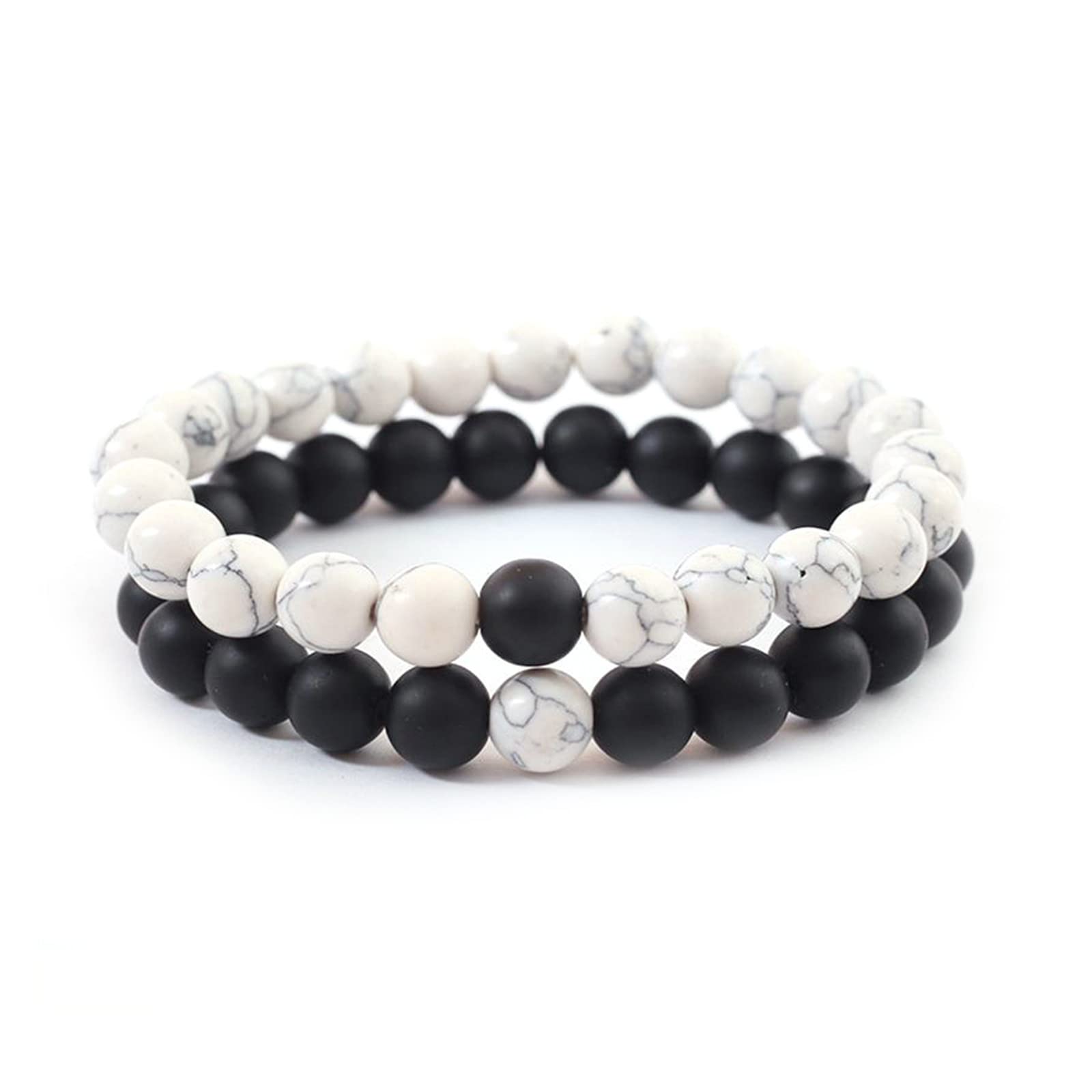 2-Piece Set: Matte Lava Stone Bead Stretch Bracelets (Couple's Set) – Stress Relief & Aromatherapy Jewelry