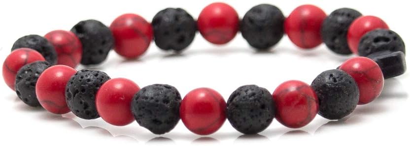 Cross Bead Bracelet: 8mm Volcanic Rock, Turquoise, Tiger's Eye, and Black Jade Bracelet—A Source of Energy and Protection