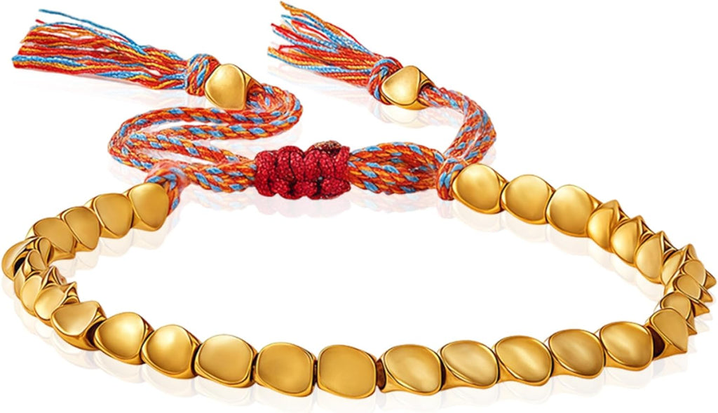 Hand-woven Tibetan-style copper bracelet, adjustable, for meditation and self-healing