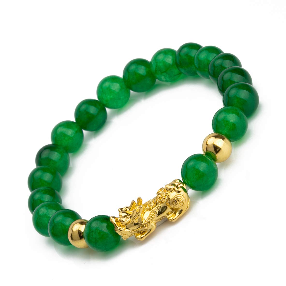 Fengshui Porsperity Jade Bracelet Lucky Charm Feng Shui Black Obsidian Wealth Bracelet Gift for Men Women with Gold Plated Pi Xiu Pi Yao Attract Wealth Good Luck