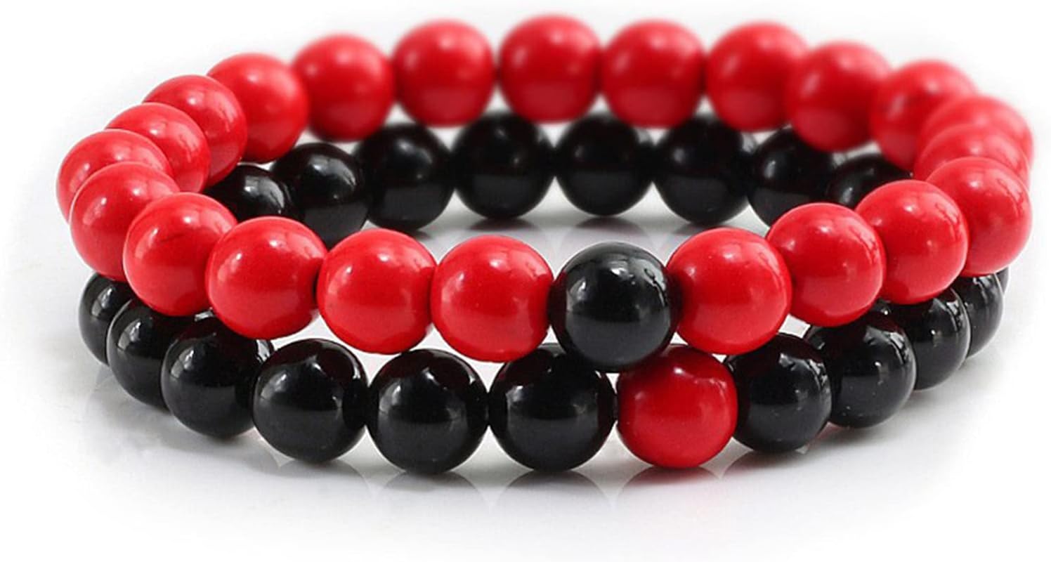 2-Piece Set: Matte Lava Stone Bead Stretch Bracelets (Couple's Set) – Stress Relief & Aromatherapy Jewelry