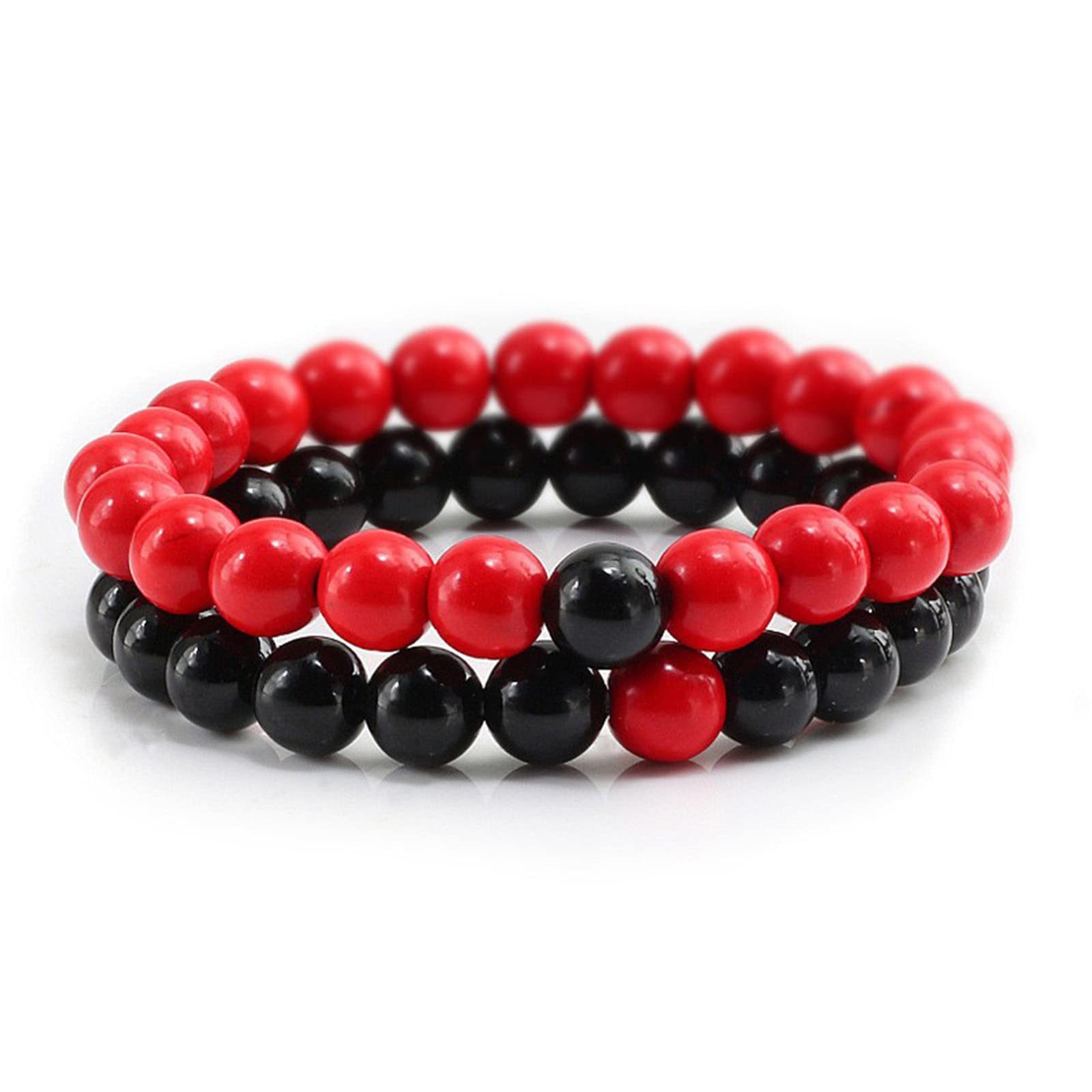 2-Piece Set: Matte Lava Stone Bead Stretch Bracelets (Couple's Set) – Stress Relief & Aromatherapy Jewelry