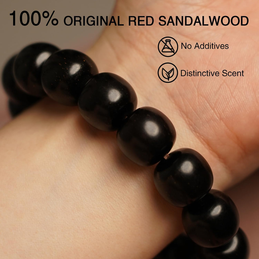 Meditaiton Beaded Bracelets, Handmade Sandalwood Mala Beads, Buddhist Prayer Red Wood Bracelets