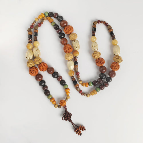 108 Beads Mala Necklace for Meditation Made of 18 Kinds of Bodhi Seeds Buddhist Prayer Beads Mala Bracelet