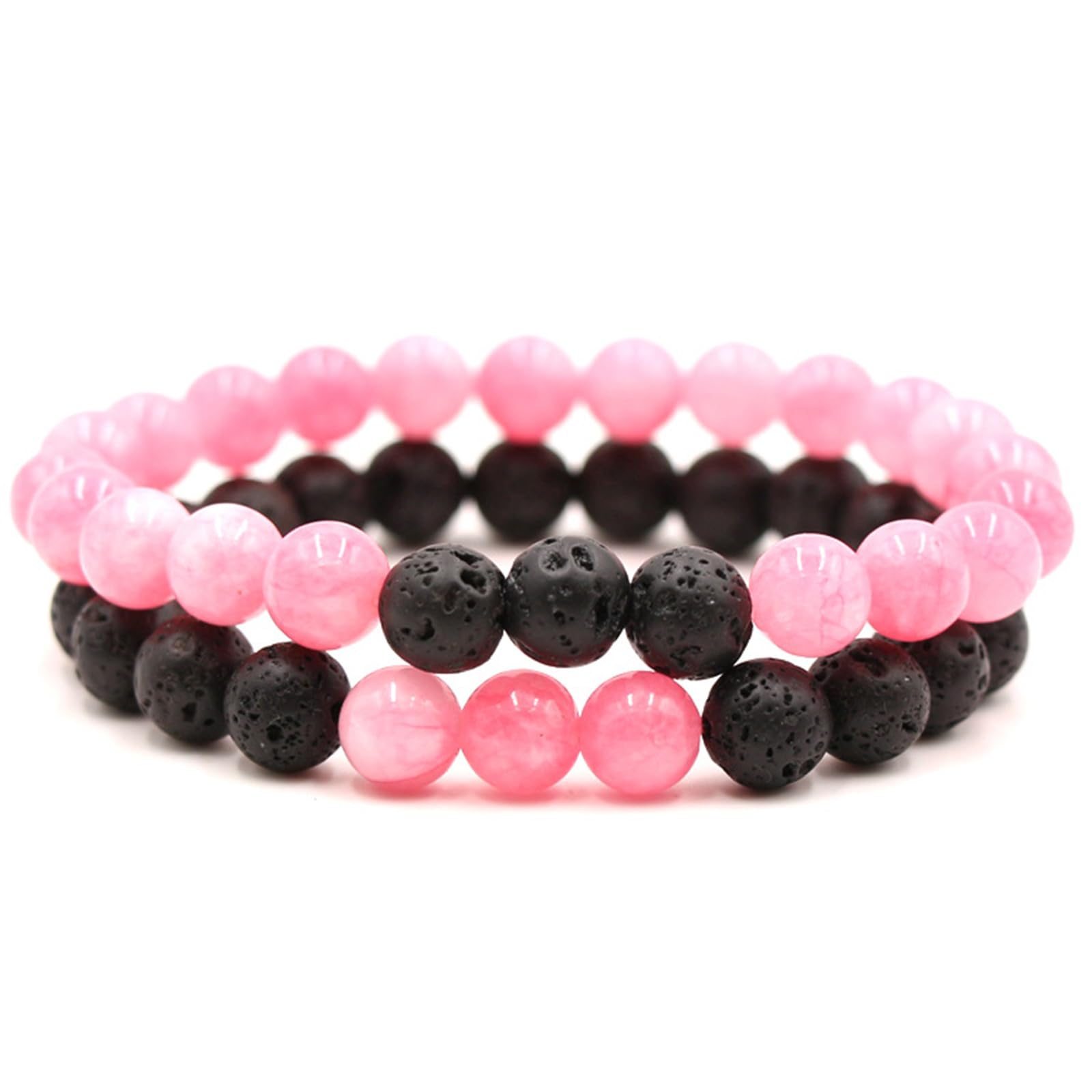 2-Piece Set: Natural Stone Bead Adjustable Bracelet, Essential Oil Diffuser, Aromatherapy Bracelet, Couple's Set, Friendship, Energy, Yoga, Stress Relief, Accessories