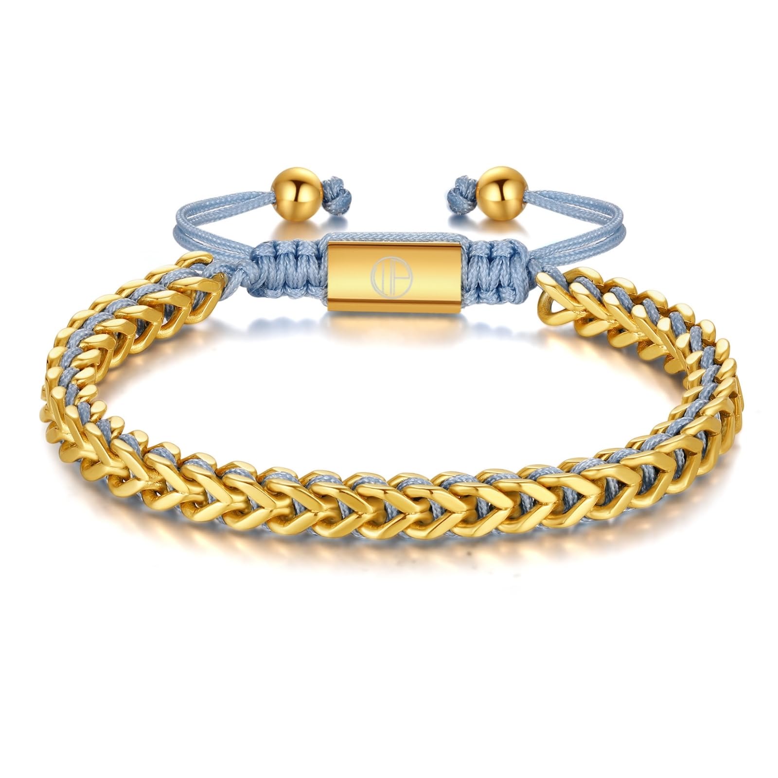 Gold-Plated Bracelets for Men 18K Gold Plated Franco Link Chain Stainless Steel Bracelet Adjustable Bracelet Mens Jewelry Birthday Gift