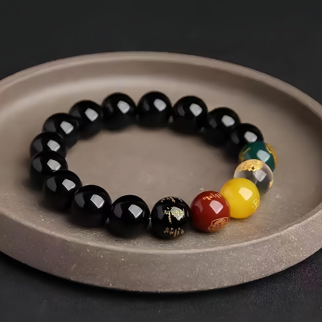 Vermillion Stone Feng Shui Bracelet - Five Elements Wealth and Protection Jewelry, Brings Prosperity Energy, Spiritual Gift for Men and Women (12mm Beads)
