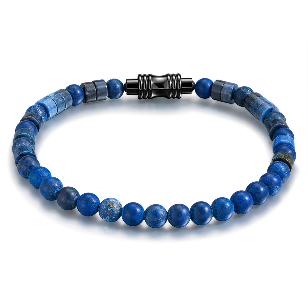 Beaded Bracelets for Men Women Hematite  Lapis Lazuli Mens Bracelet Gemstone Jewelry for Him
