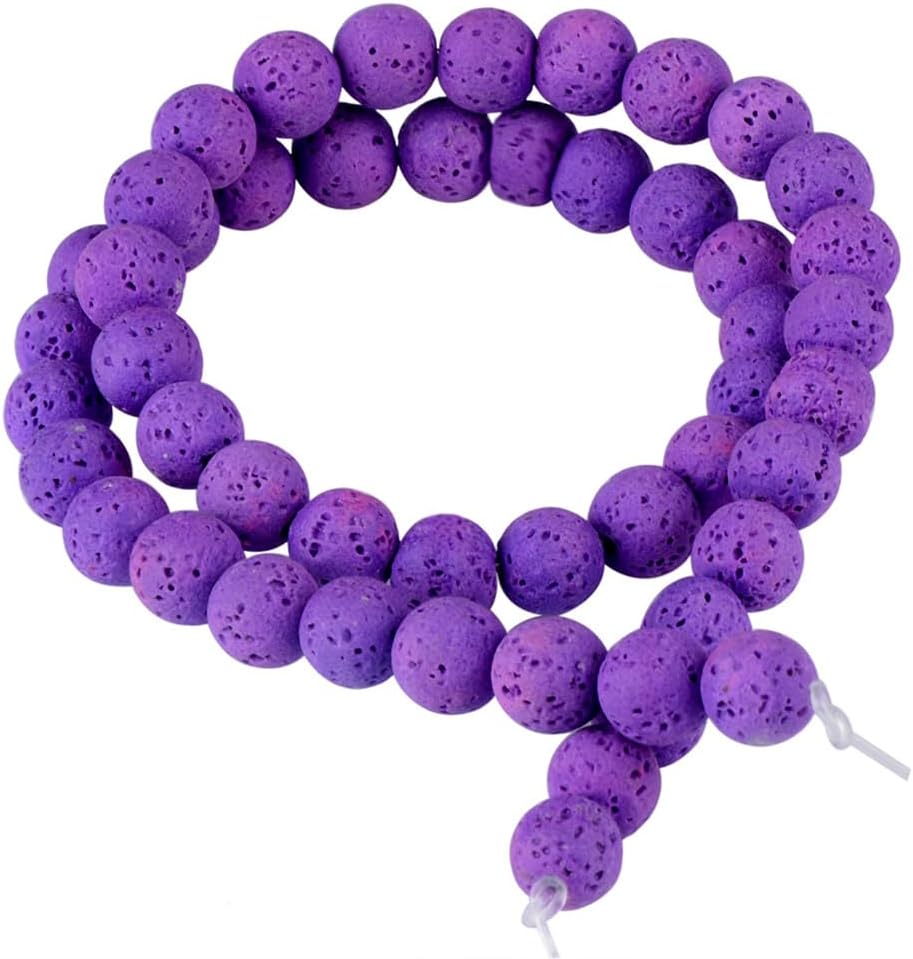 Genuine purple volcanic rock gemstones, energy healing beads, perfect for necklaces, bracelets, and earrings—enjoy the fun of DIY (8 mm, 46 beads)