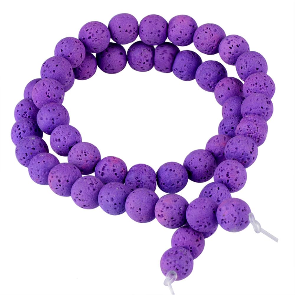 Genuine purple volcanic rock gemstones, energy healing beads, perfect for necklaces, bracelets, and earrings—enjoy the fun of DIY (8 mm, 46 beads)