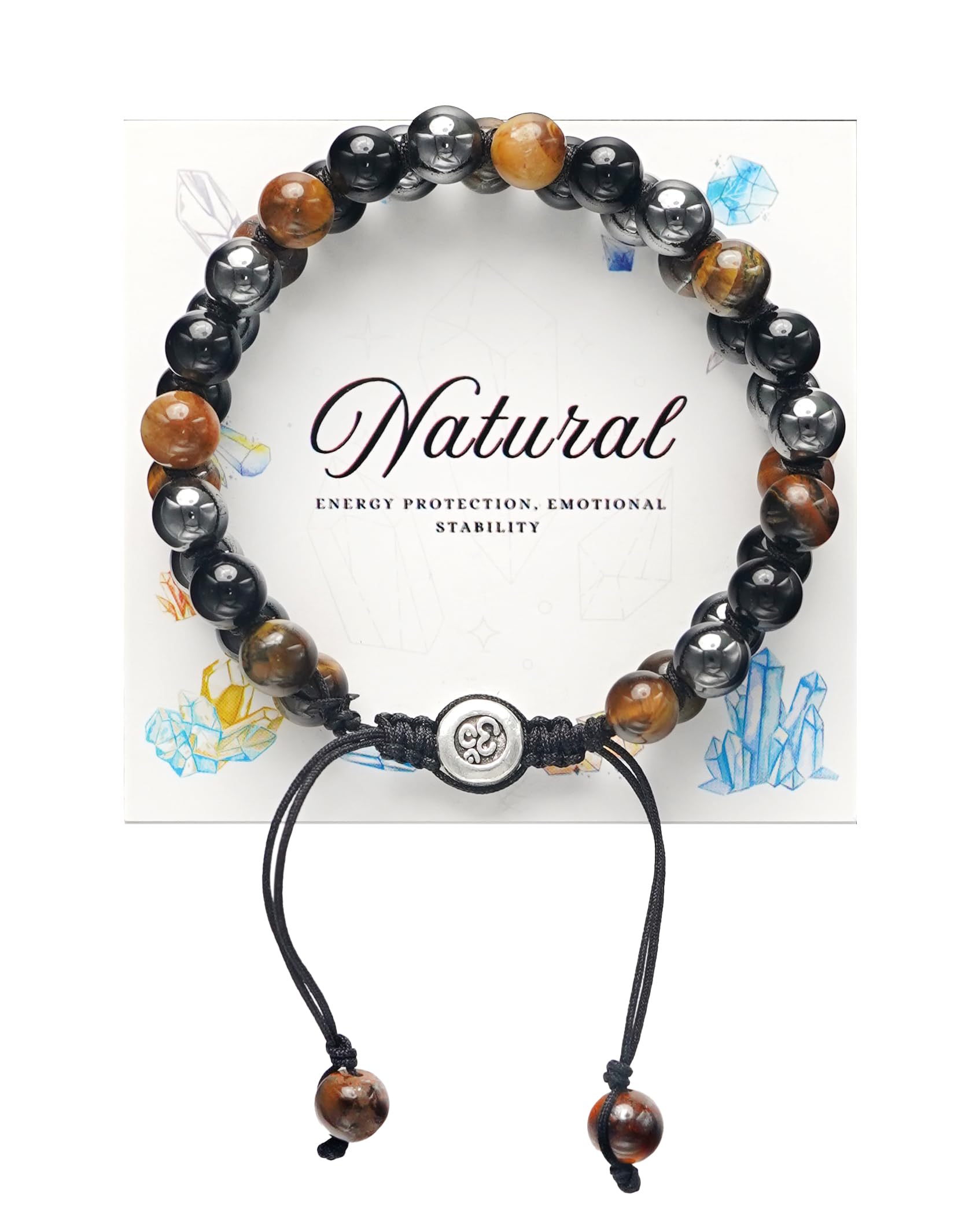 Triple Protection Energy Bracelet, Healing Crystals for Negative Energy Protection, Unisex Amulet with Obsidian, Tiger Eye, and Onyx Stones, Spiritual Jewelry for Men and Women, Healing, Manifestation, and Wellness