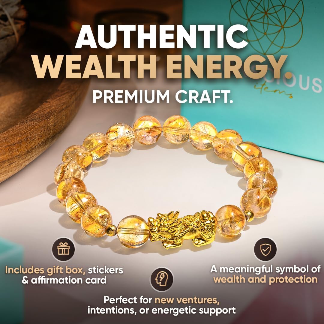 Manifestation Bracelet for Women & Men, Prosperity Bracelet with Money Crystals & Natural Stone for Abundance, Goal Attraction, & Positive Intentions