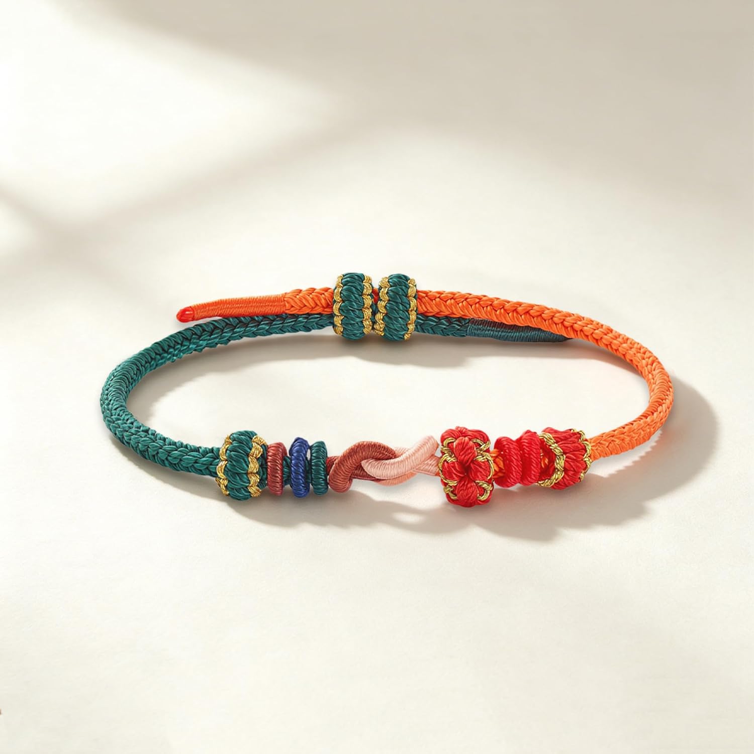 Adjustable Tibetan-style nylon knot bracelets, Feng Shui amulet bracelets