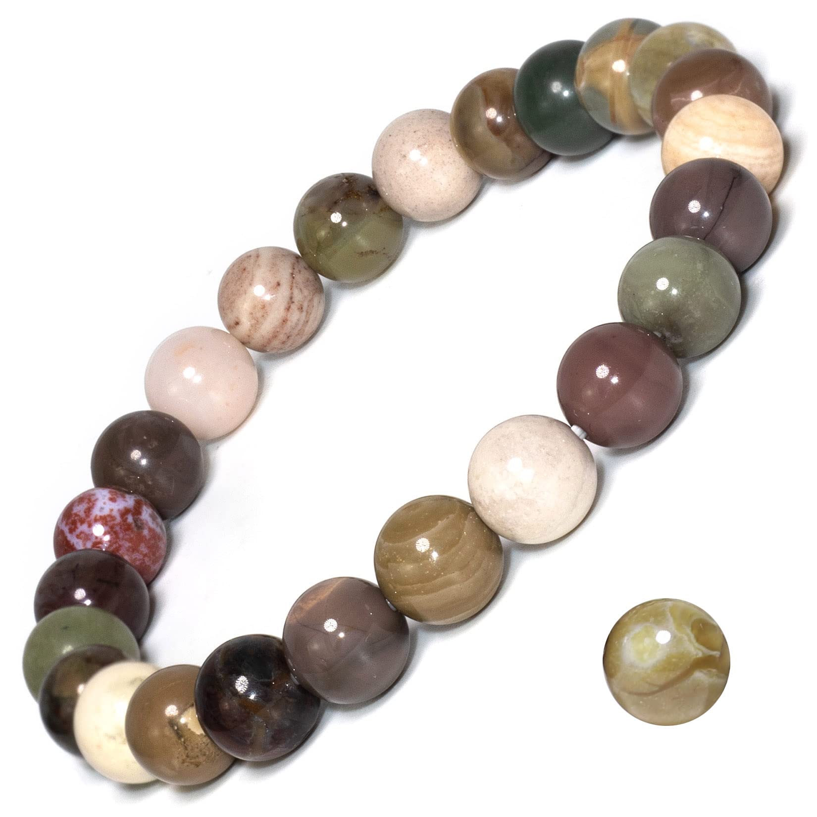 Natural Gemstone Stretch Bracelet, Handmade Unisex Crystal Bracelets for Meditation, Yoga, Spiritual Healing & Positive Energy
