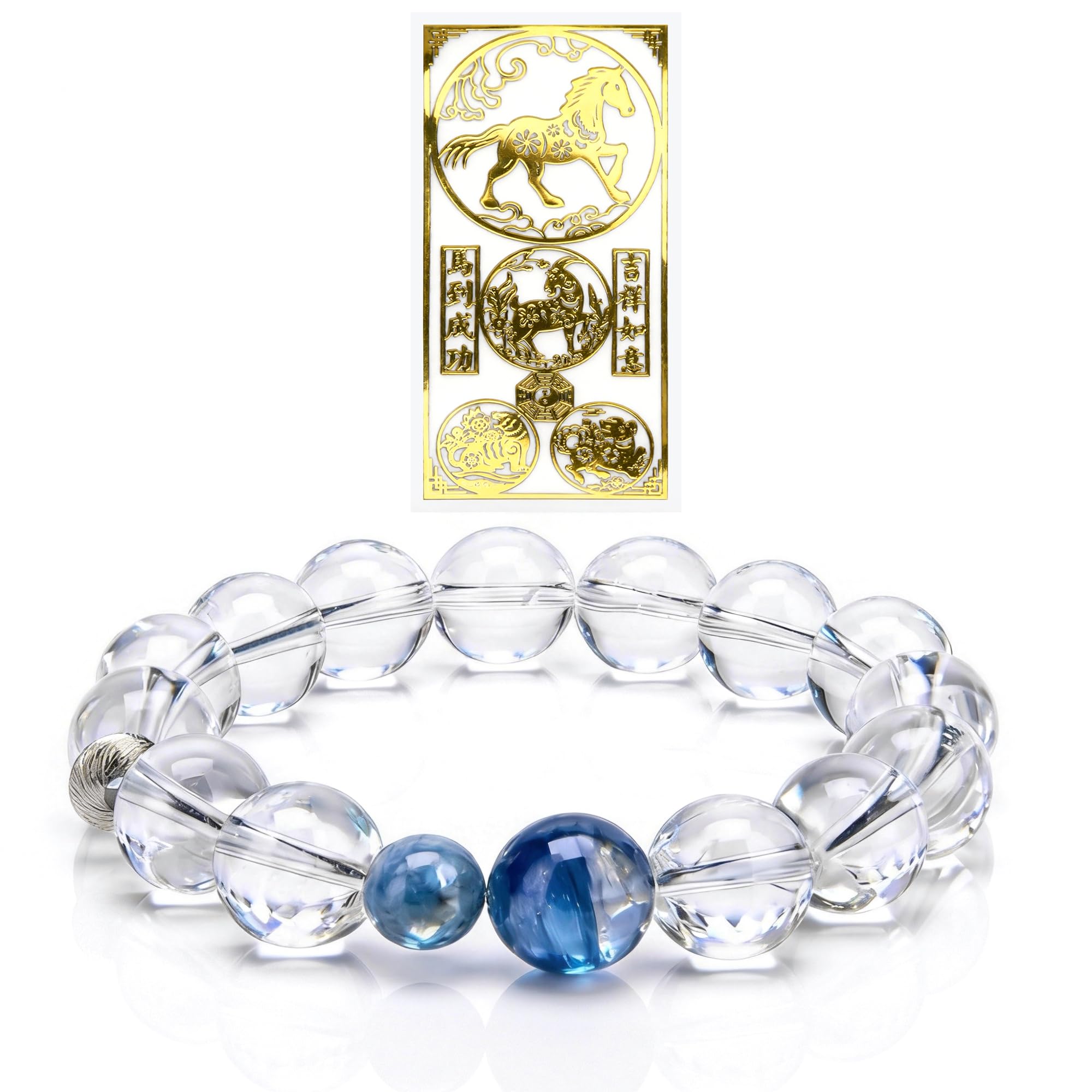 LINGYUAN Feng Shui Wealth and Luck Bracelet with Gold Foil Five Gods Amulet-Red Agate Cinnabar Gemstone Bracelet for Prosperity, Protection & Success, Lucky Charm Gift for Men & Women