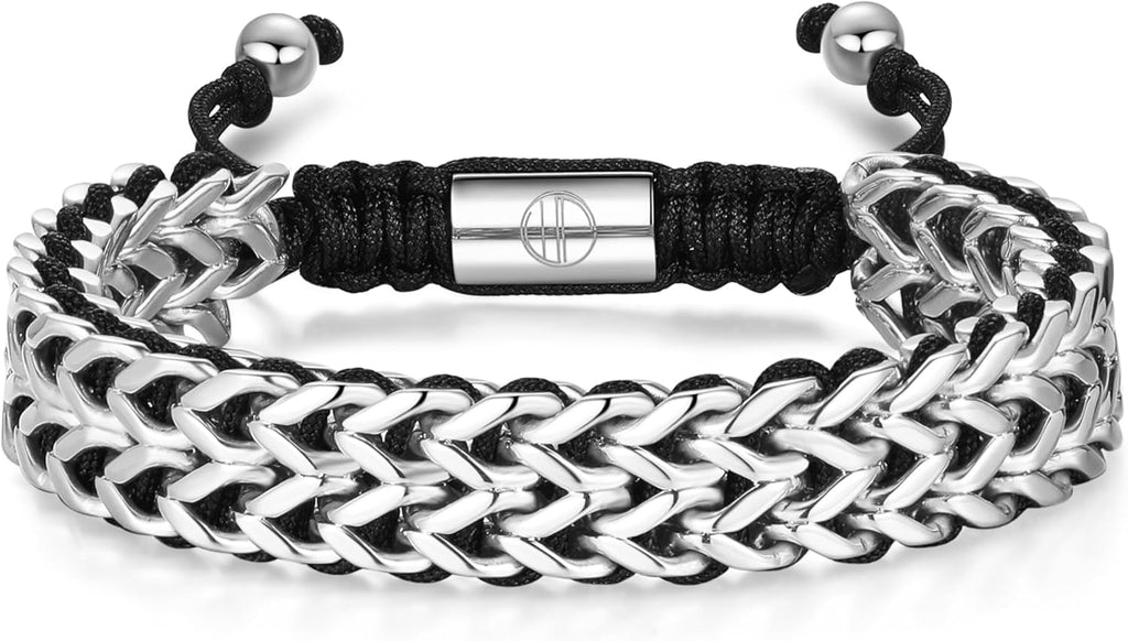 Gold-Plated Bracelets for Men 18K Gold Plated Franco Link Chain Stainless Steel Bracelet Adjustable Bracelet Mens Jewelry Birthday Gift