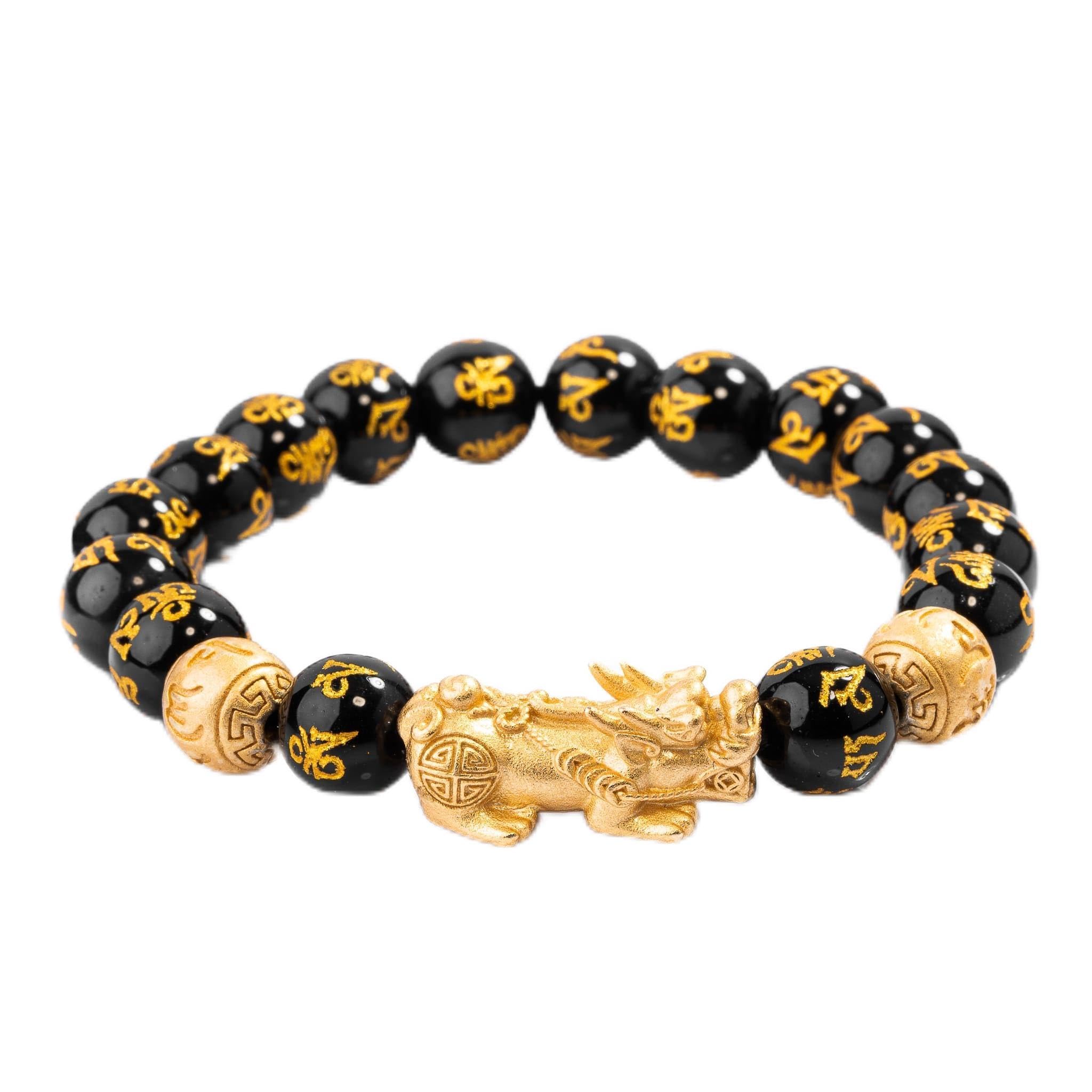 Buddha & Karma Double-Headed Golden Dragon Bracelet – Wealth, Strength & Protection