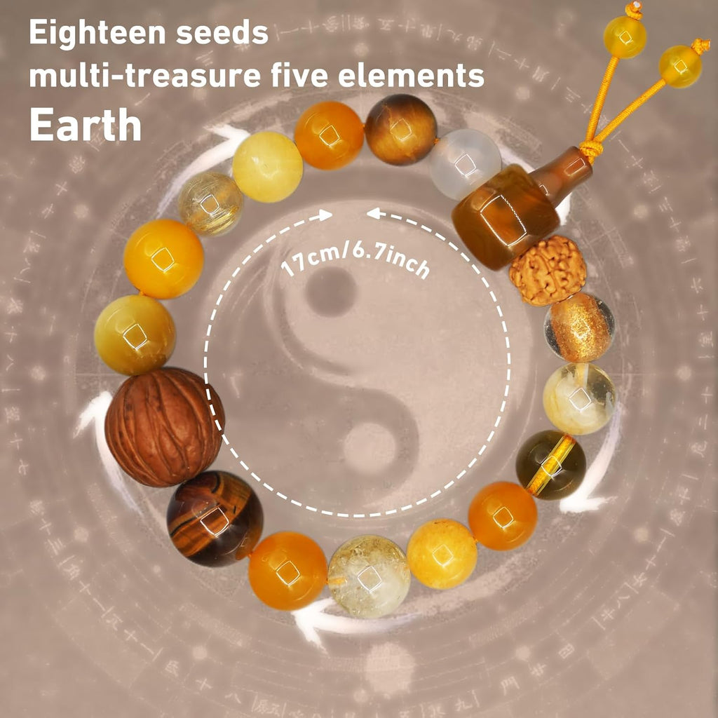 Five Elements Balance Feng Shui Bracelet – Energy Cycle Jewelry for Men Women – Original Crystal Design for Good Luck, Abundance, Protection & Harmony