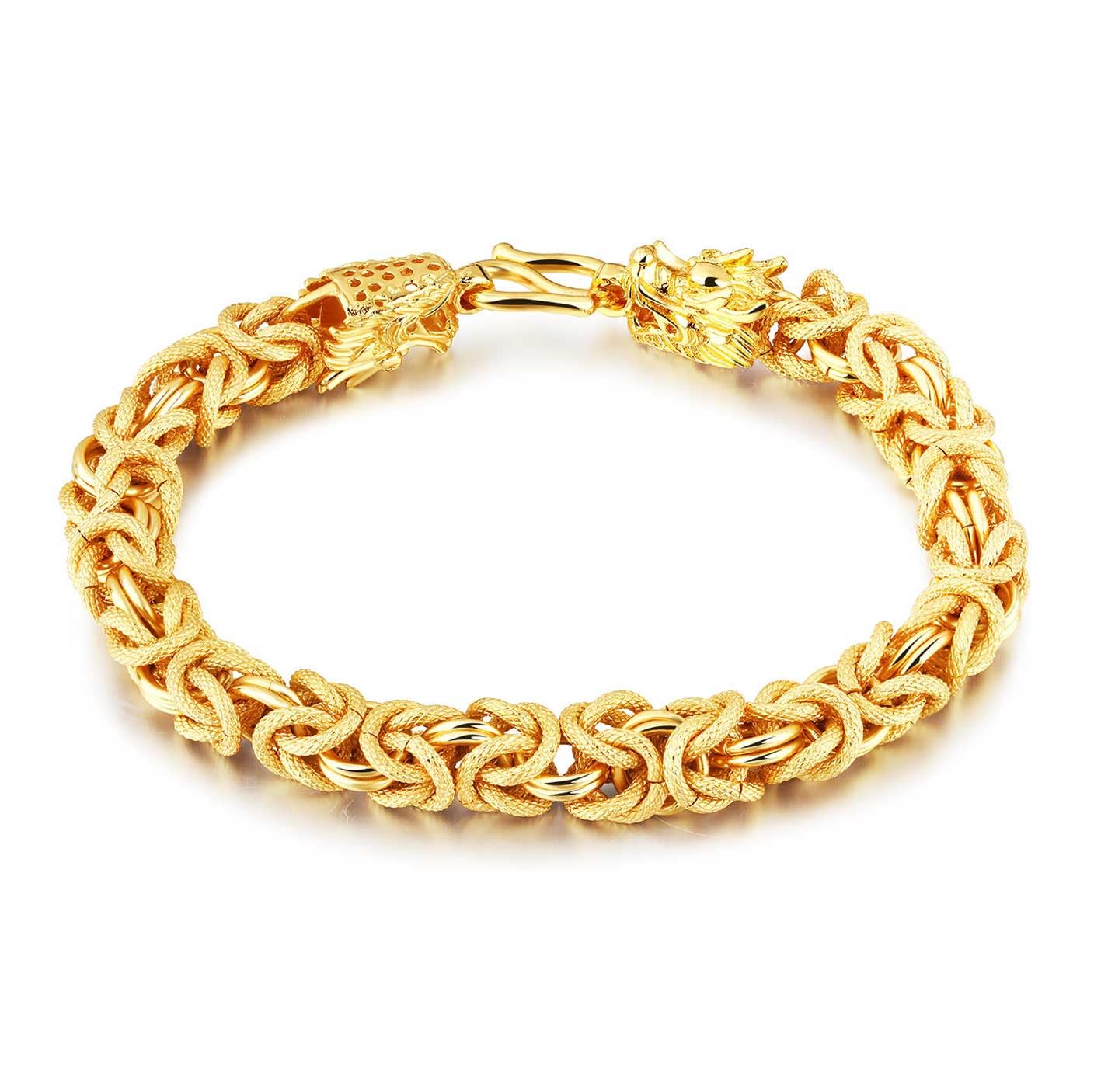 Buddha & Karma Double-Headed Golden Dragon Bracelet – Wealth, Strength & Protection