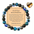 Crystal healing stones, protective eye bracelets, tiger's eye, obsidian, hematite bracelets