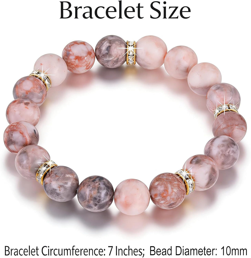 Healing Bead Bracelet—A rose quartz and chakra crystal bracelet that helps relieve anxiety and reduce stress; this soothing, stretchy bracelet calms both body and mind, making it perfect for yoga, meditation, and everyday wear