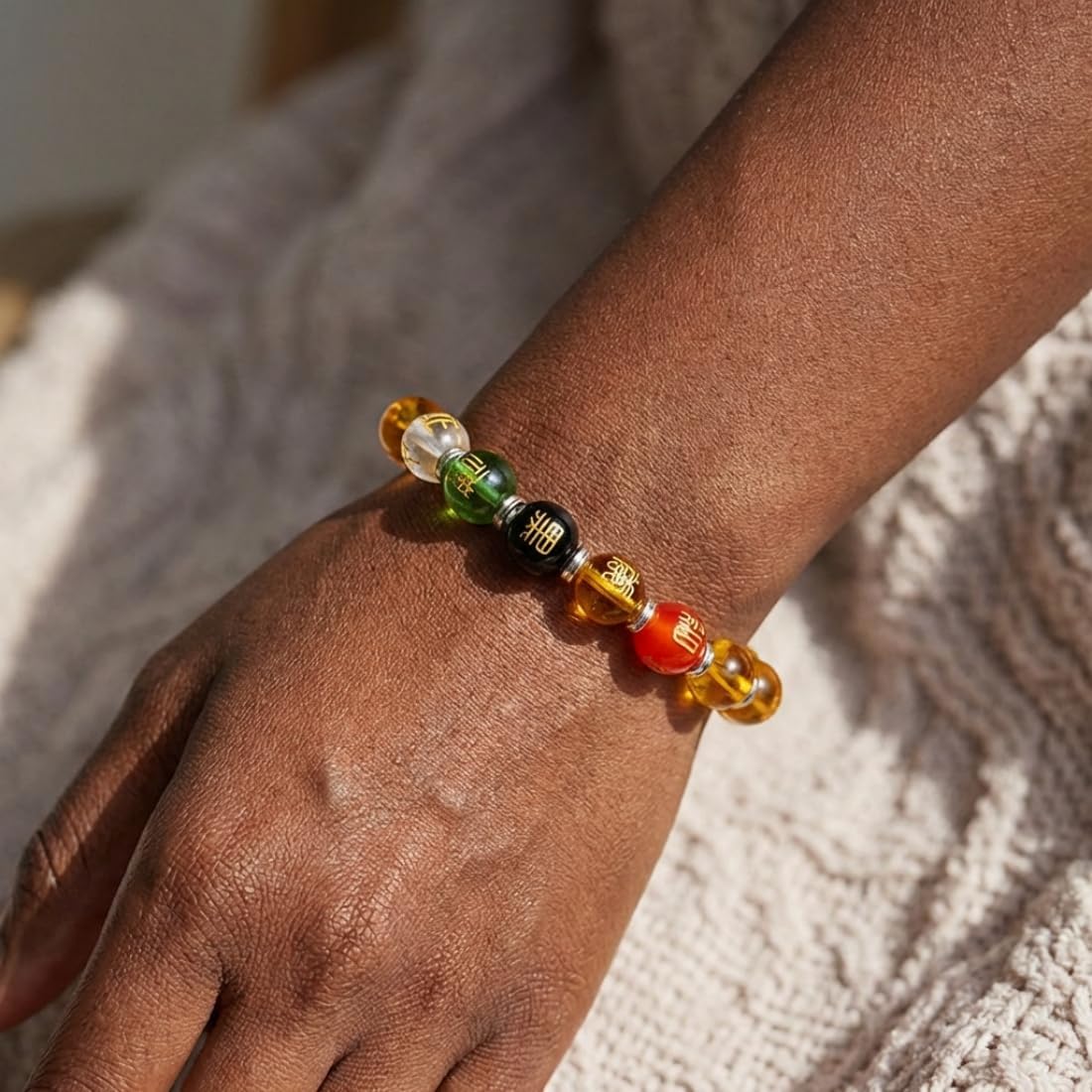 Feng Shui Citrine Five-Element Wealth Porsperity Bracelet,Attract Wealth and Good Luck,Deluxe Gift Bag