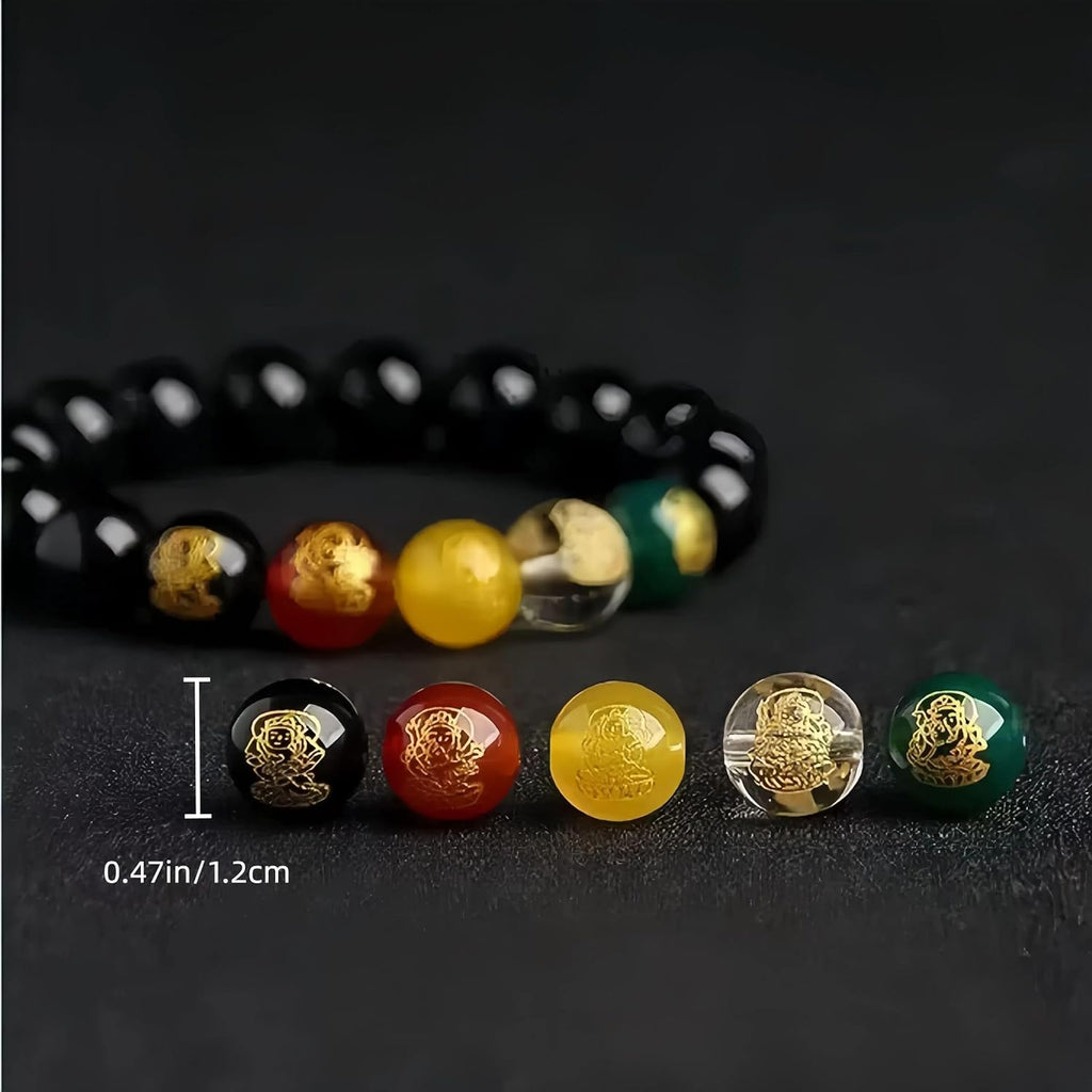 Vermillion Stone Feng Shui Bracelet - Five Elements Wealth and Protection Jewelry, Brings Prosperity Energy, Spiritual Gift for Men and Women (12mm Beads)