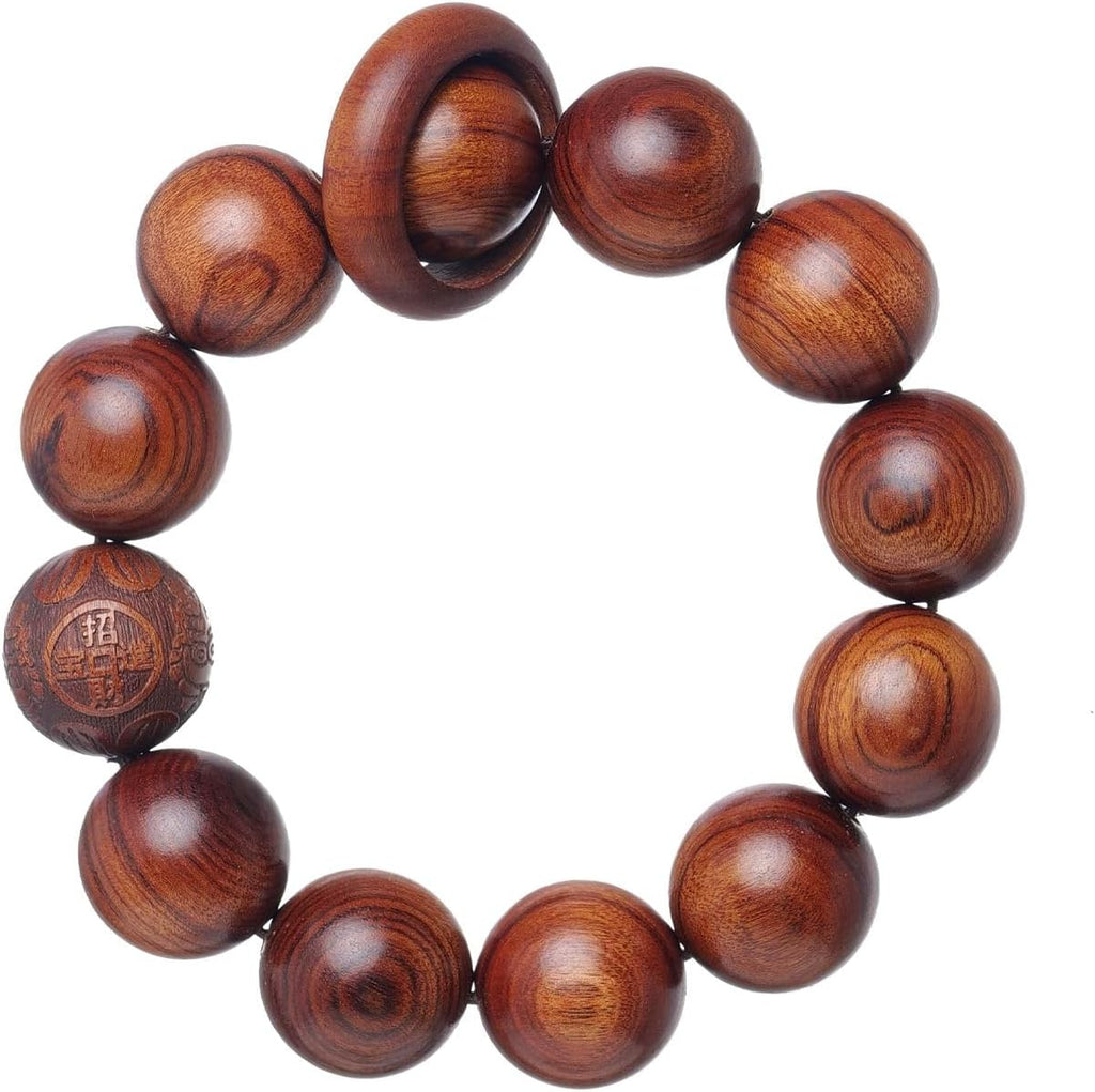 Natural Wooden Bracelet  Bead diameter: 0.8 inches, 12 beads, energy healing