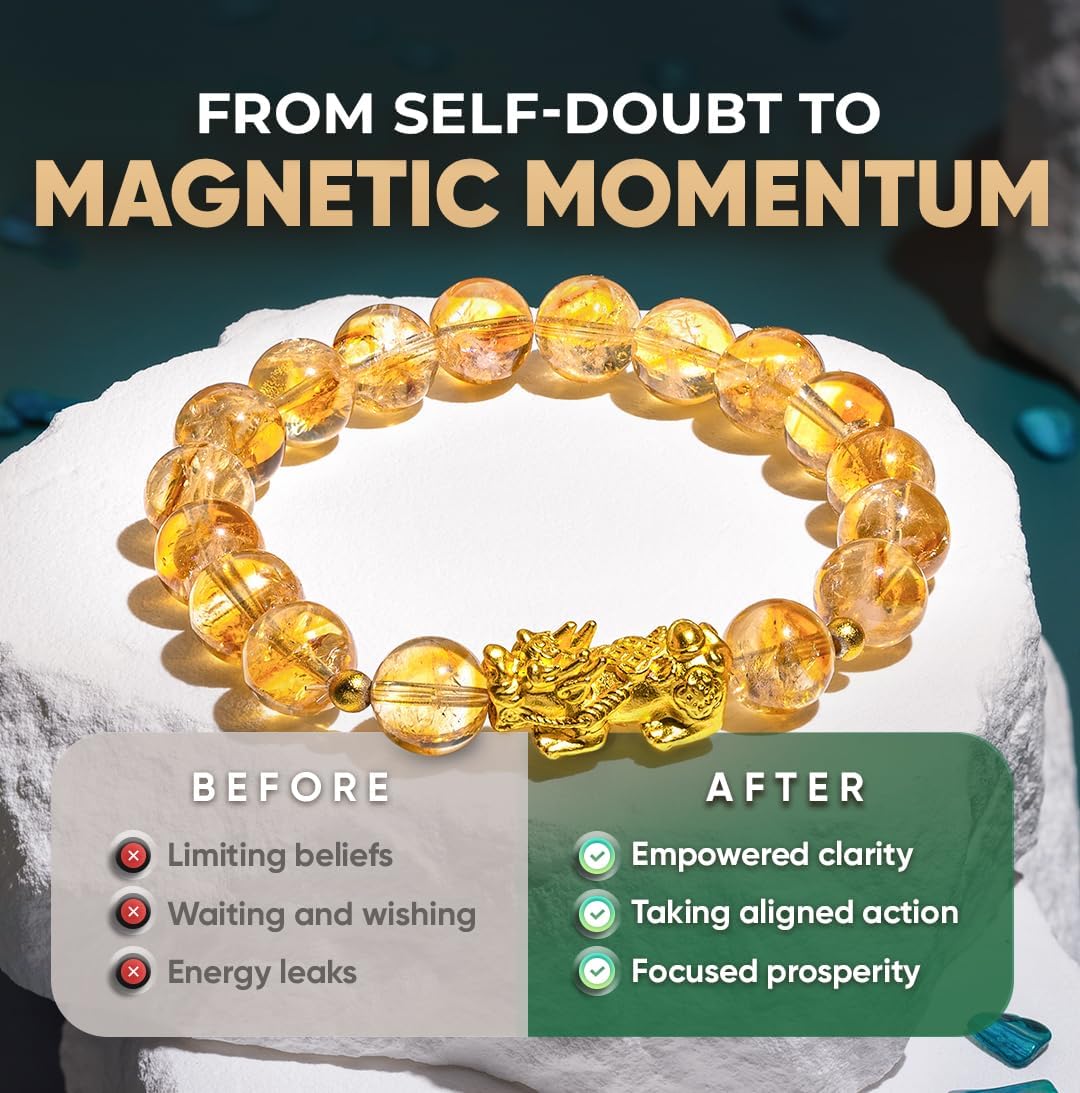 Manifestation Bracelet for Women & Men, Prosperity Bracelet with Money Crystals & Natural Stone for Abundance, Goal Attraction, & Positive Intentions