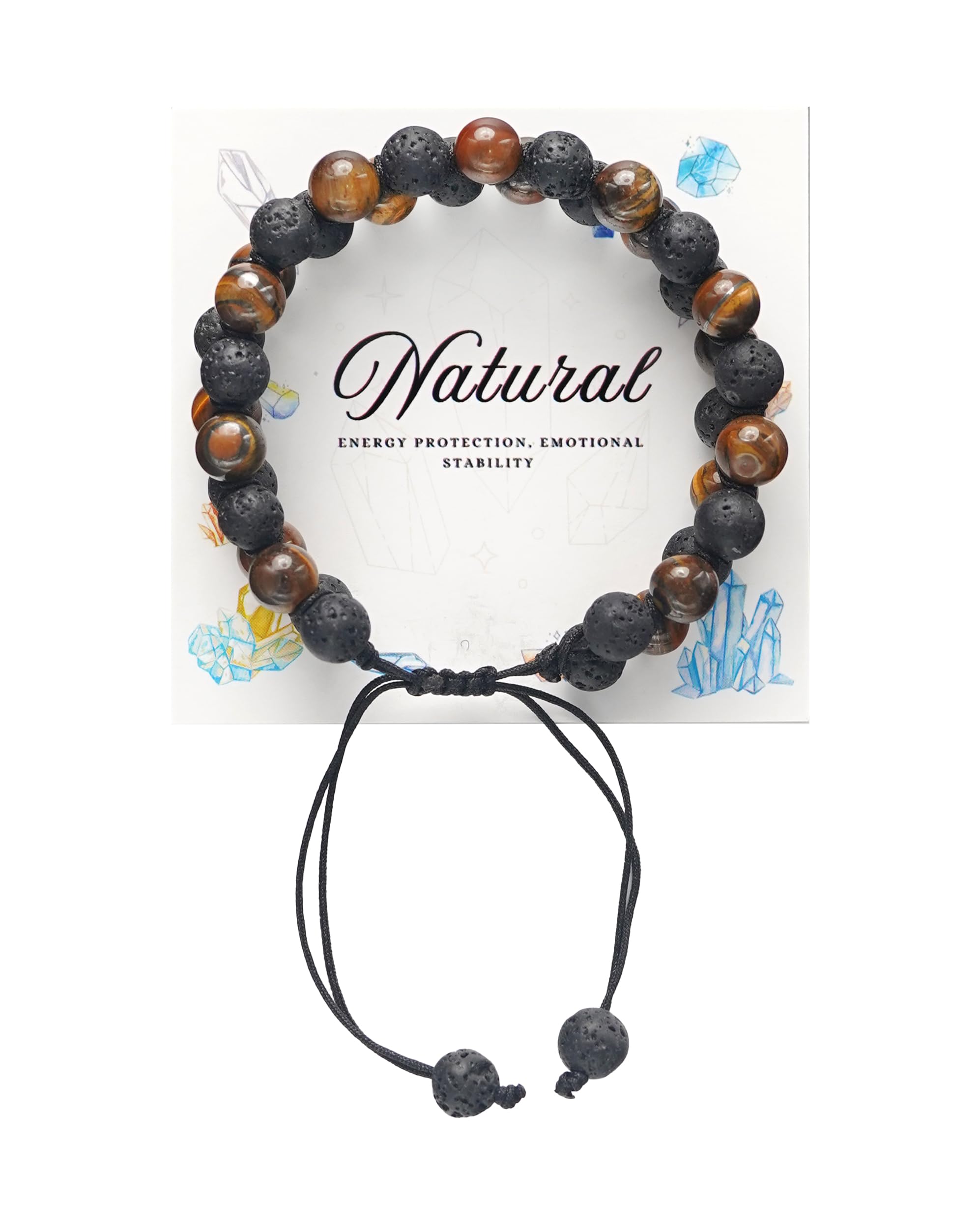 Triple Protection Energy Bracelet, Healing Crystals for Negative Energy Protection, Unisex Amulet with Obsidian, Tiger Eye, and Onyx Stones, Spiritual Jewelry for Men and Women, Healing, Manifestation, and Wellness