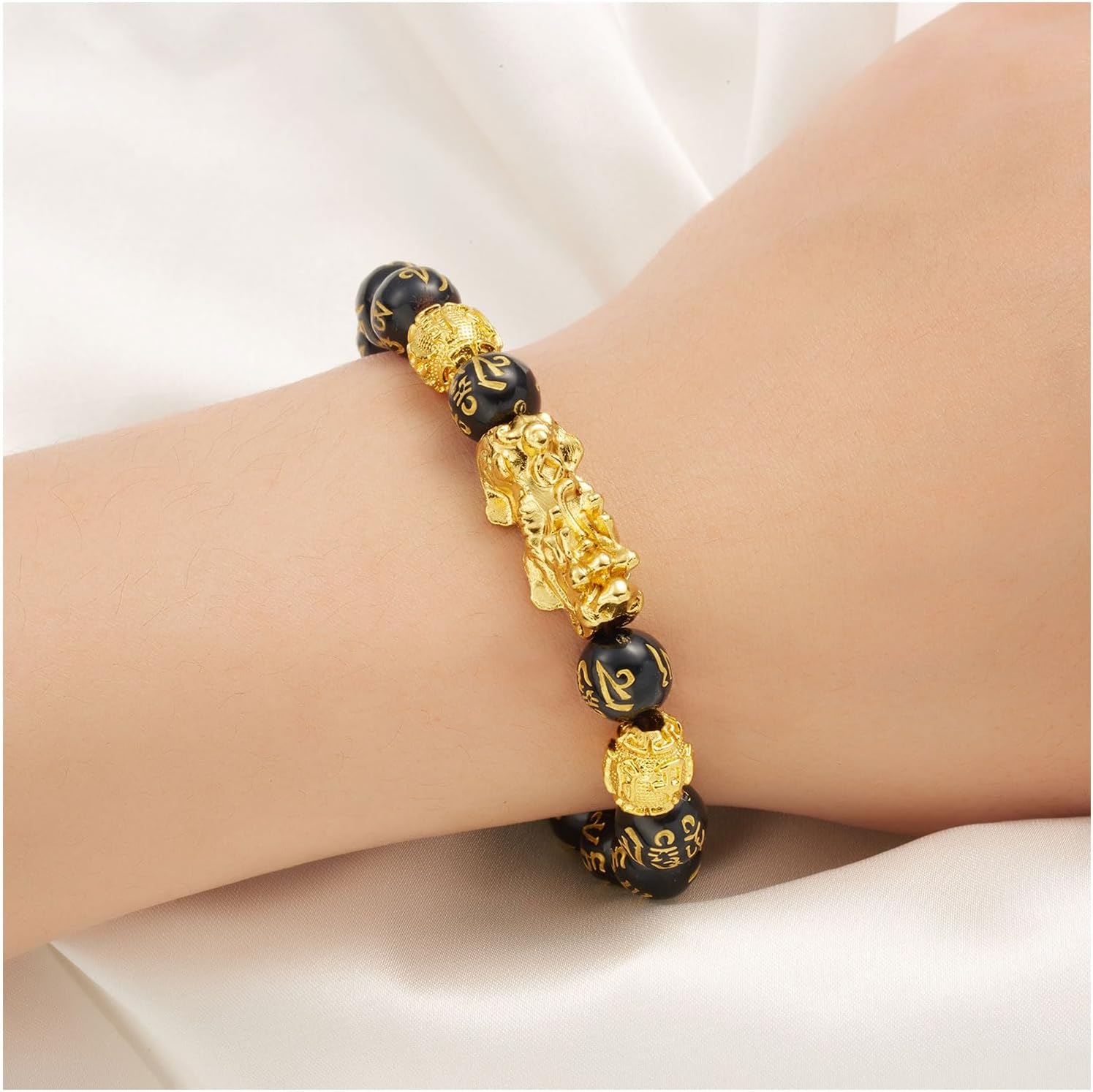 FengShui Bracelets for Women Wealth And Luck Bracelet Black Obsidian Pixiu Wealth Bracelet FengShui Beaded Strand Bracelets for Women Men