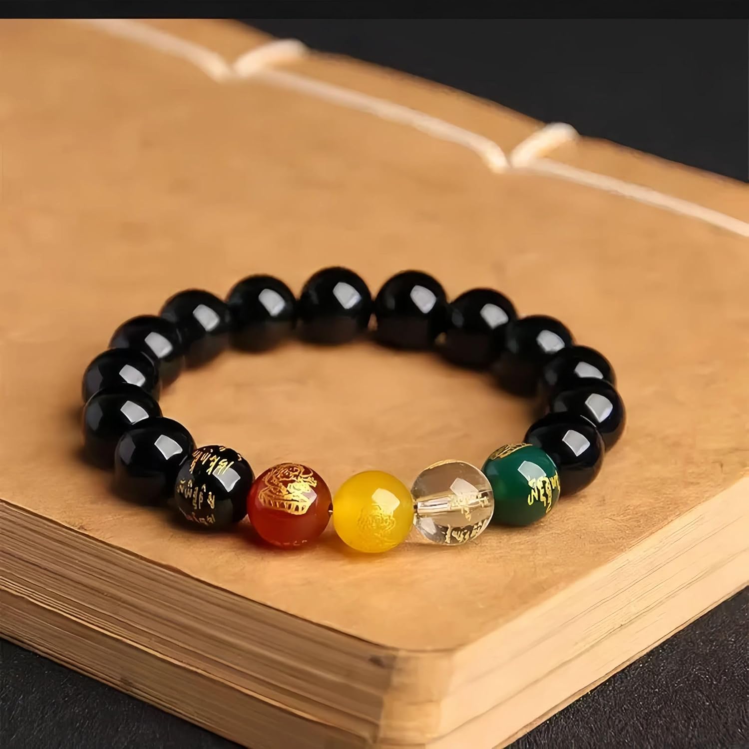Vermillion Stone Feng Shui Bracelet - Five Elements Wealth and Protection Jewelry, Brings Prosperity Energy, Spiritual Gift for Men and Women (12mm Beads)