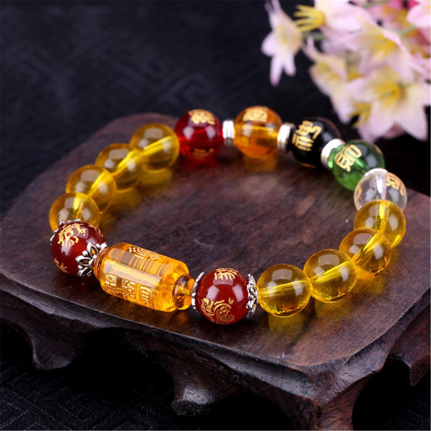 Feng Shui Citrine Five-Element Wealth Porsperity Bracelet,Attract Wealth and Good Luck,Deluxe Gift Bag