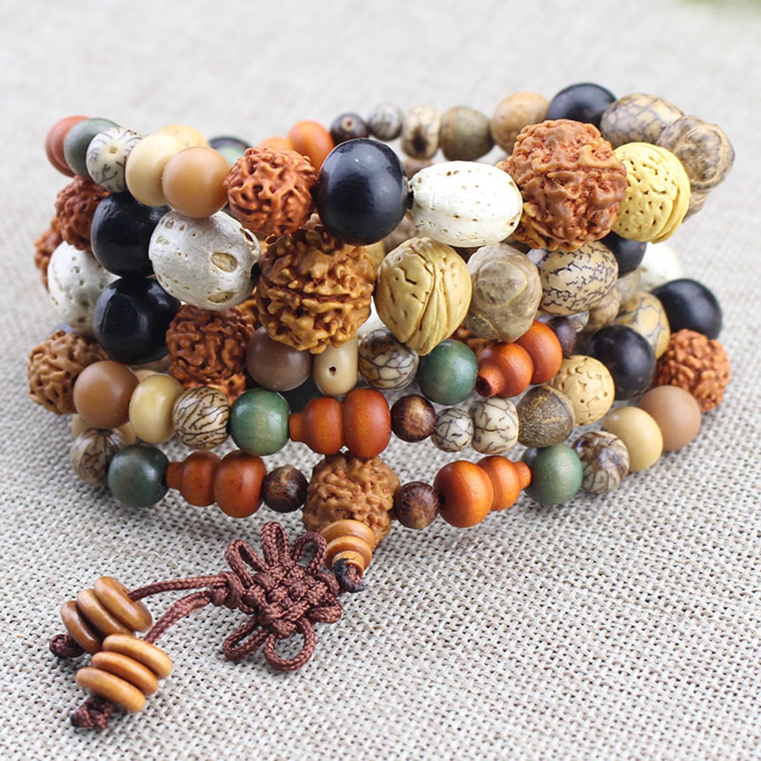 108 Beads Mala Necklace for Meditation Made of 18 Kinds of Bodhi Seeds Buddhist Prayer Beads Mala Bracelet