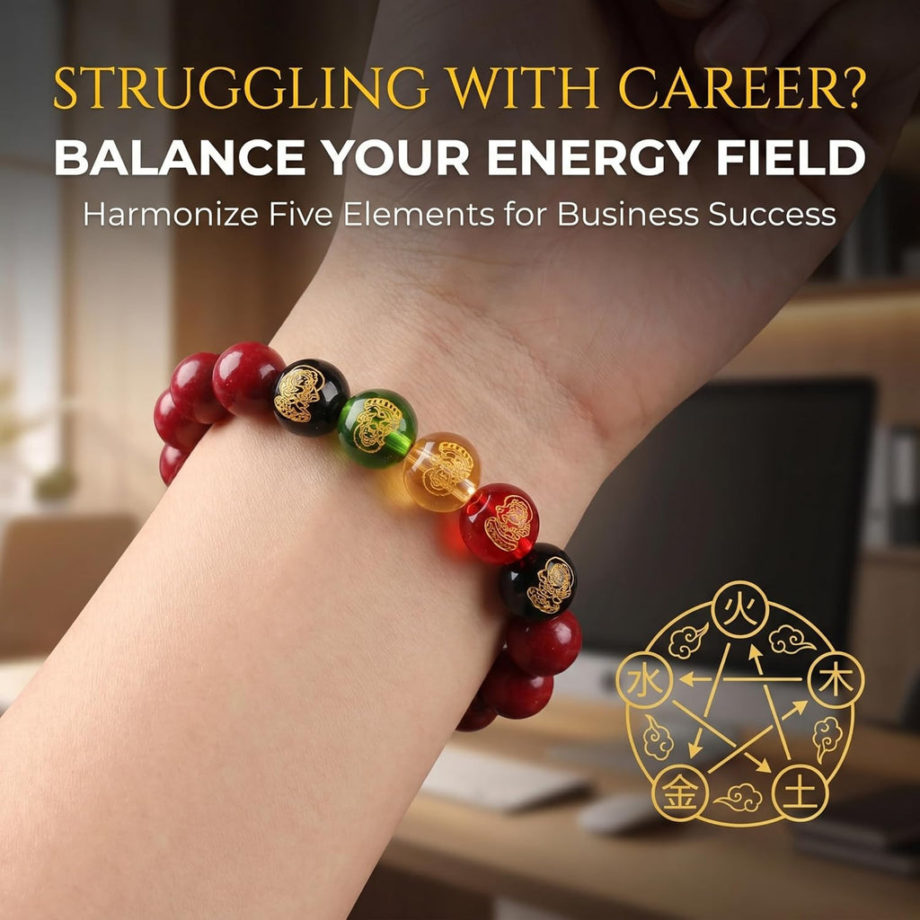 Cinnabar Red Beads, Wealth-Attracting Bracelet, Attracts Wealth and Good Fortune, Accumulates Wealth, Feng Shui Jewelry