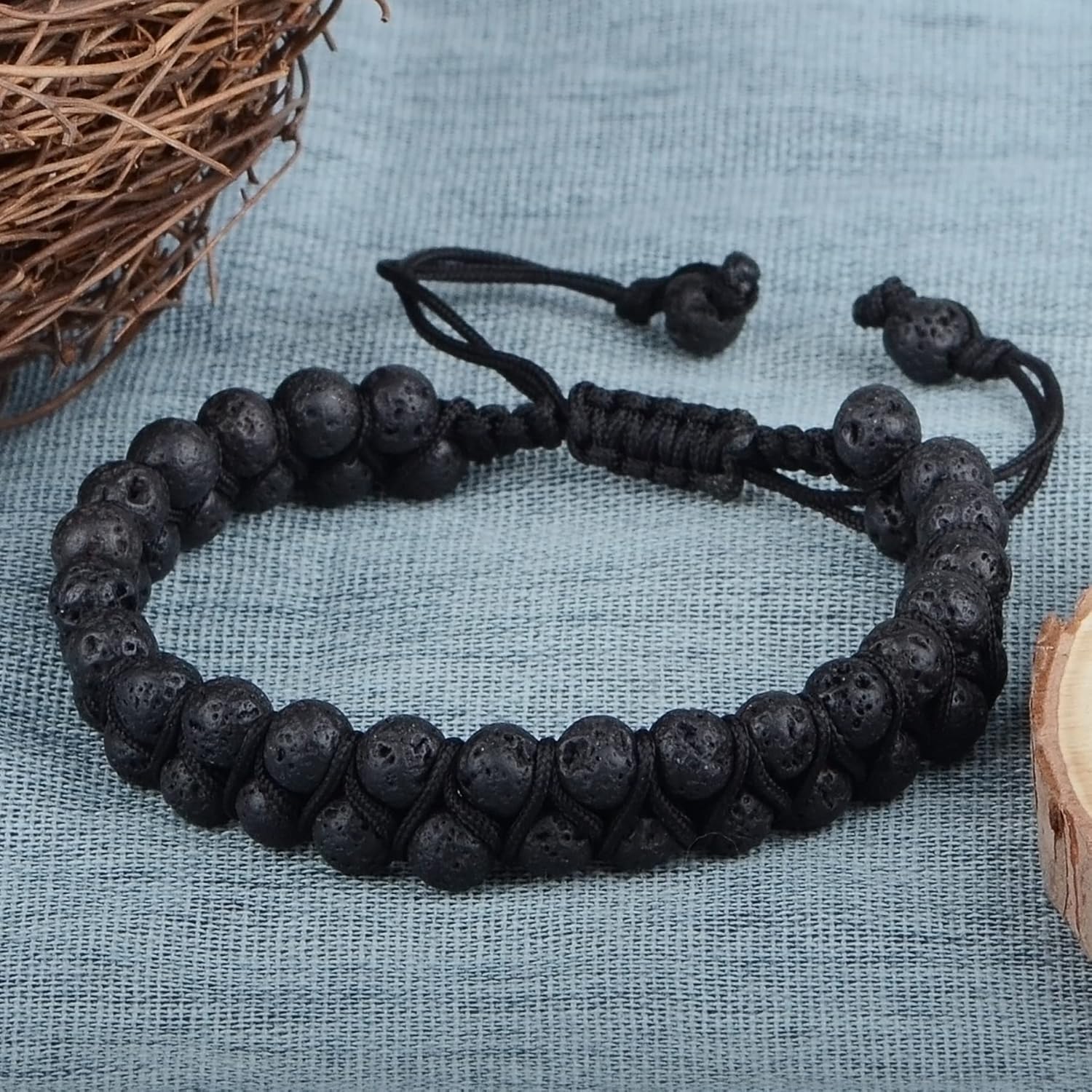 MASSIVE BEADS Double Layer Natural Chakra Healing Power Crystals Macrame Bracelet Yoga Stone Beads Gemstone Meditation Relax Anxiety Bangle for Unisex Women Men