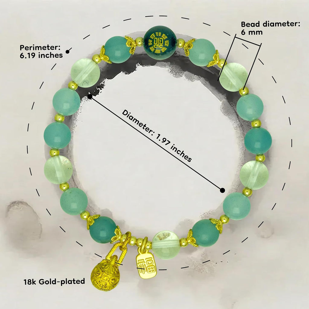 Five Elements Feng Shui Bracelet for Women – Crystal Beaded Energy Bracelet with Imperial Palace-Style Gold-Swallowing Beast, Good Luck, Wealth & Positive Energy
