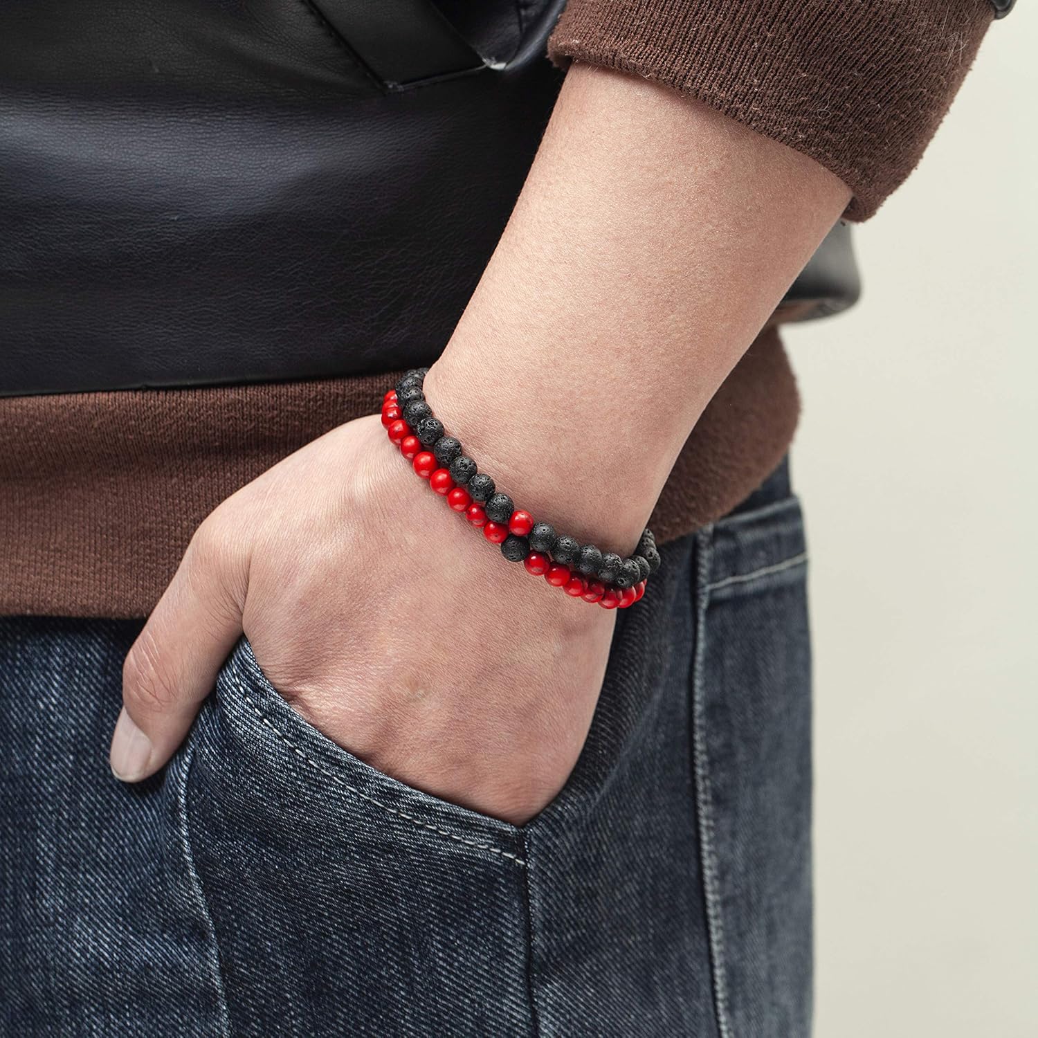 6mm Volcanic Rock Aromatherapy Anti-Anxiety Essential Oil Diffuser Bead Bracelet