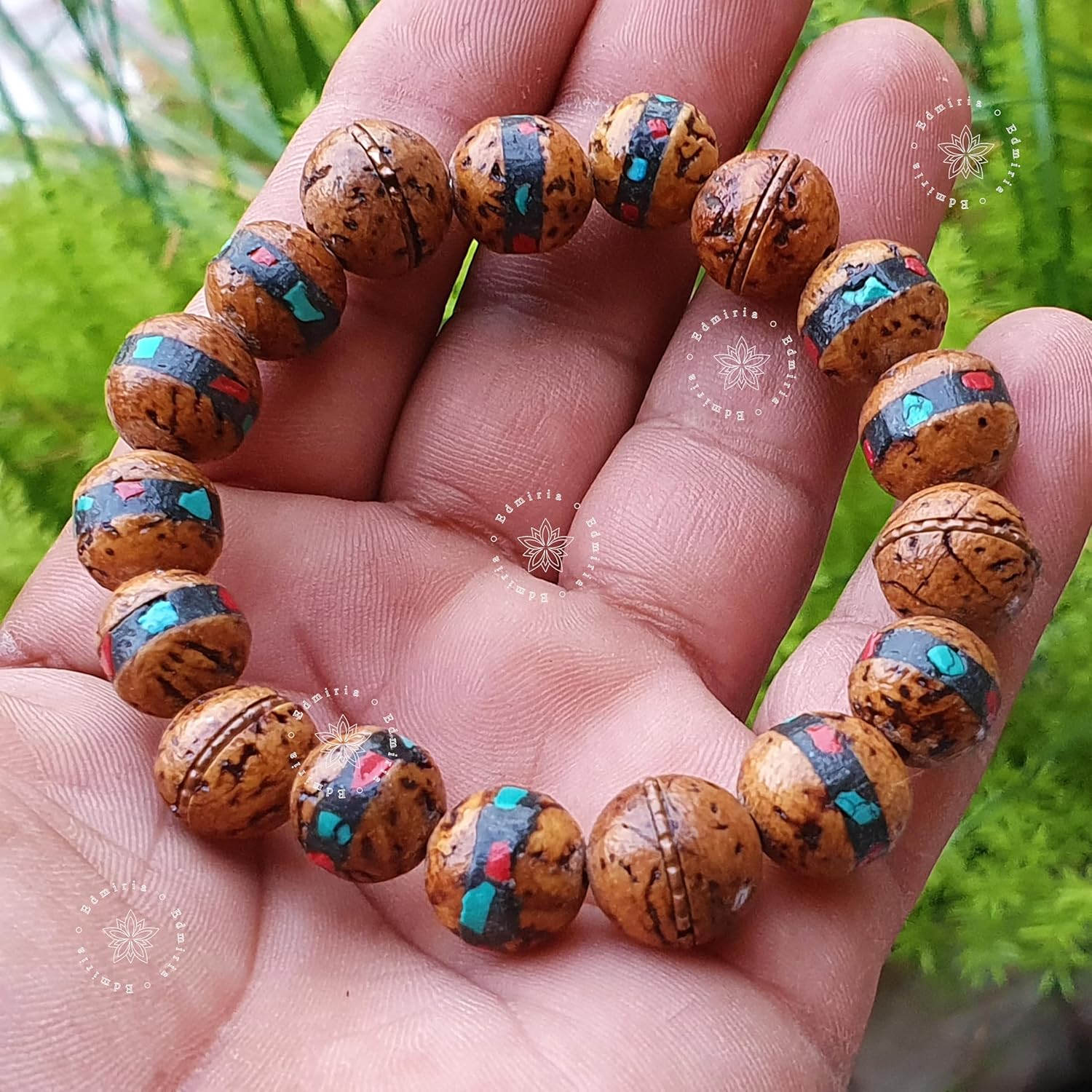 Tibetan-Style Bodhi Seed Bracelet — Hand-Strung Natural “Phoenix Eye” Prayer Beads