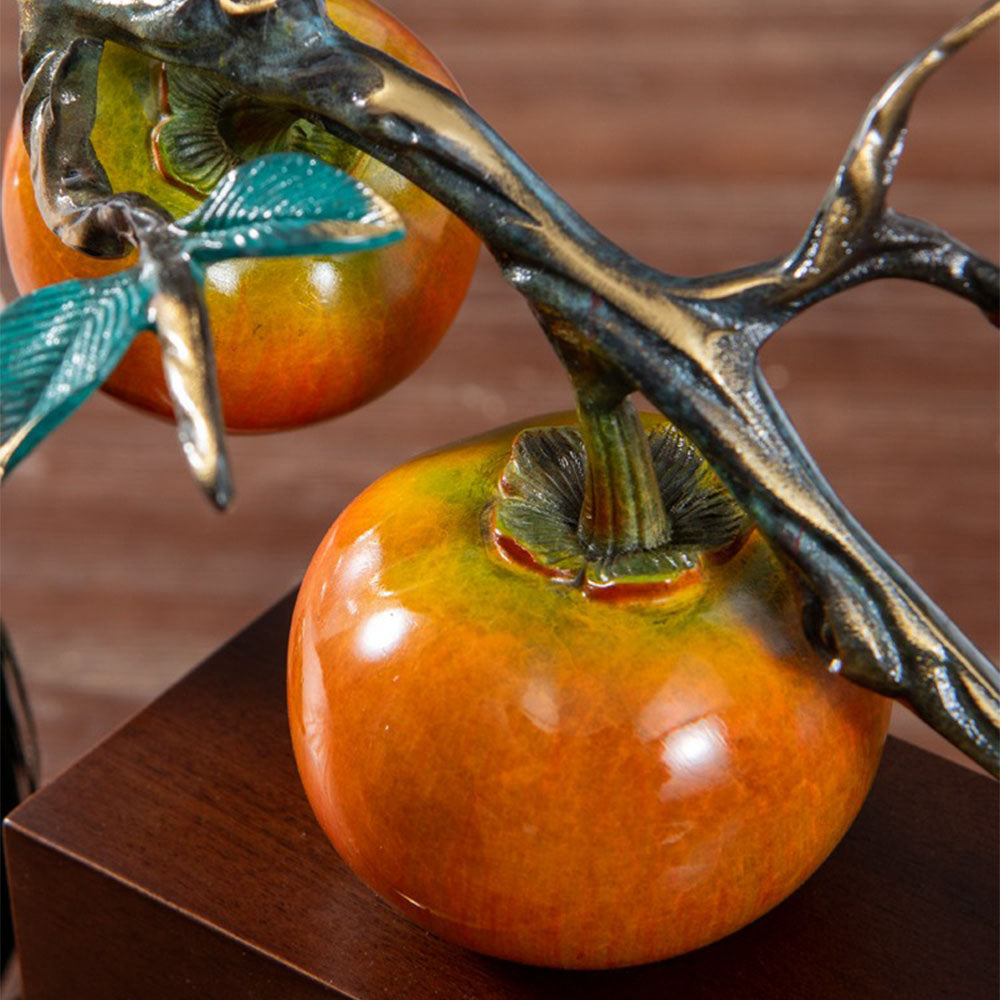 Persimmon Tree Figurine With Jade Gourd