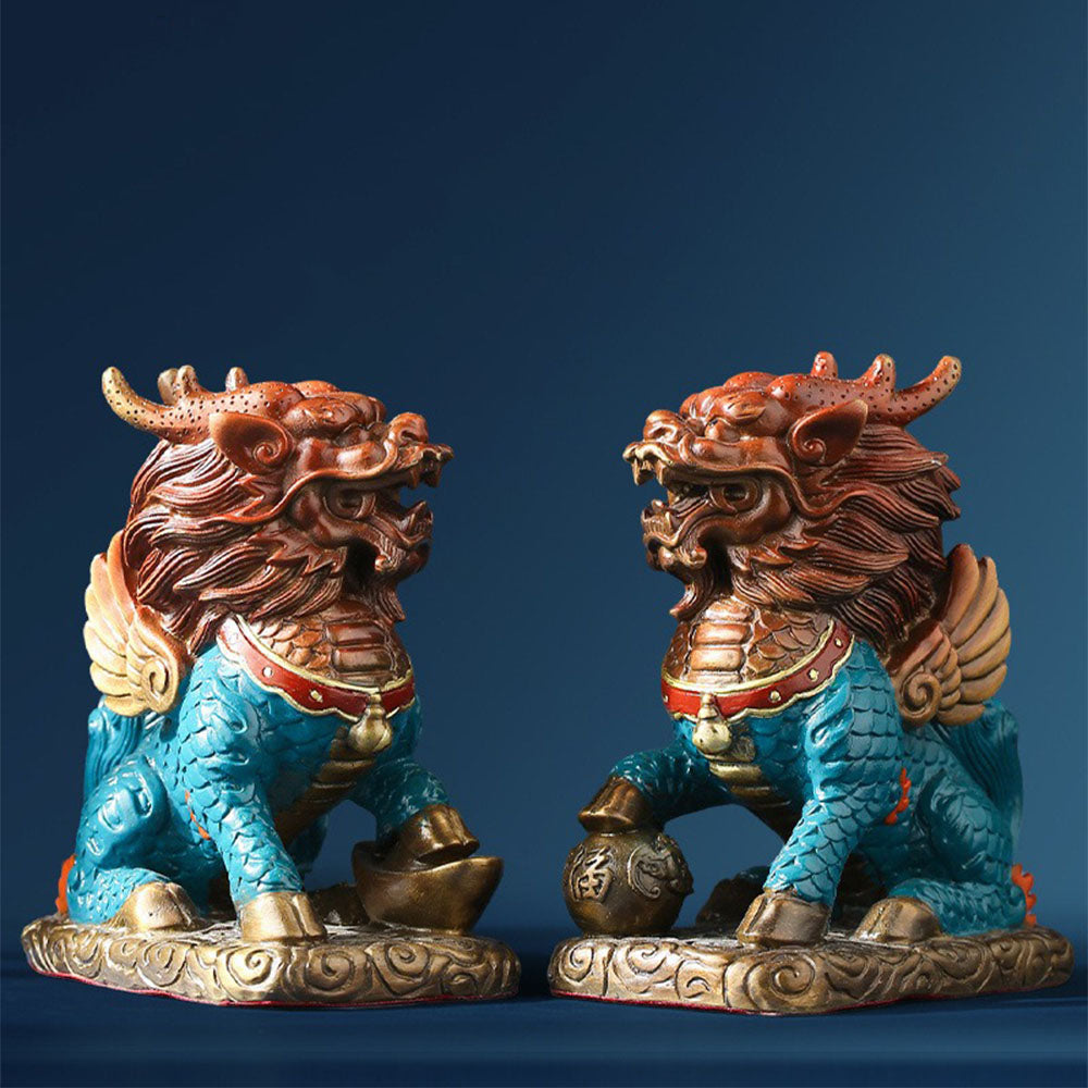 Brass Kirin Figurine Pair