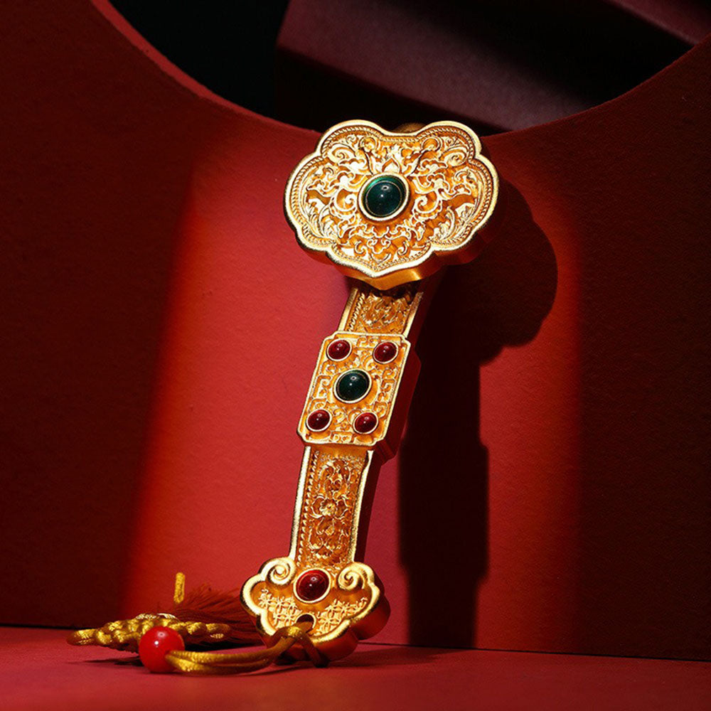 Gilded Brass Ru Yi Charm with Tassel