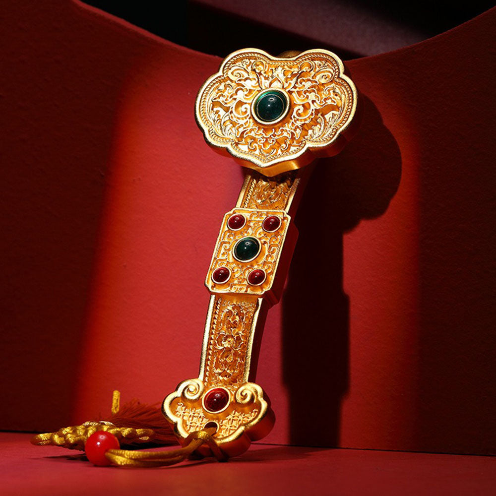 Gilded Brass Ru Yi Charm with Tassel