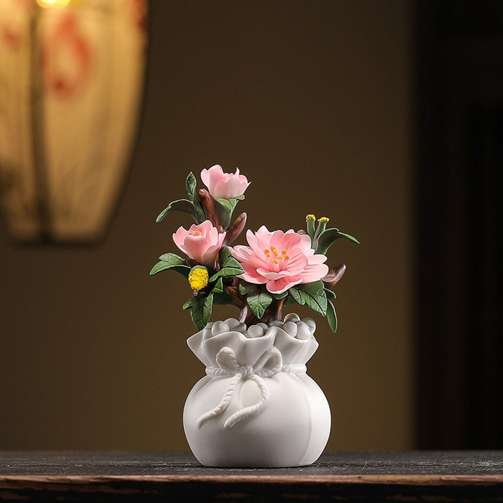 Ceramic Floral Wealth Bag Ornament