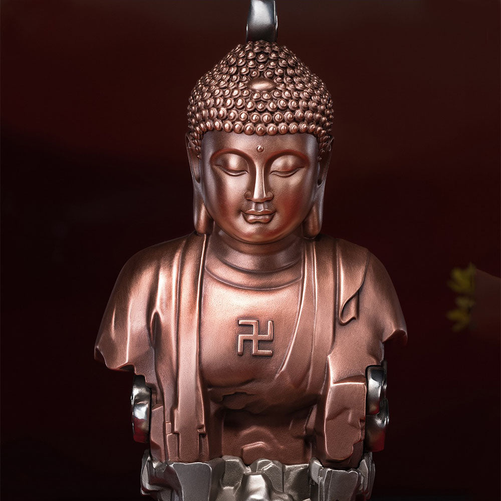 Brass Buddha Statue On Crescent Moon