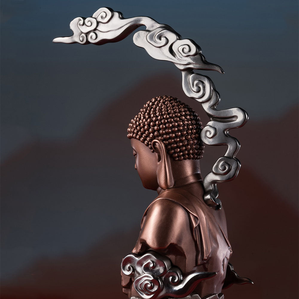 Brass Buddha Statue On Crescent Moon