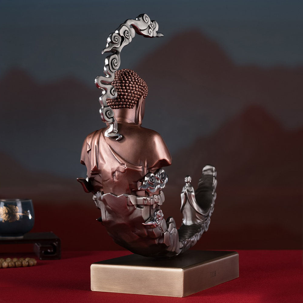 Brass Buddha Statue On Crescent Moon