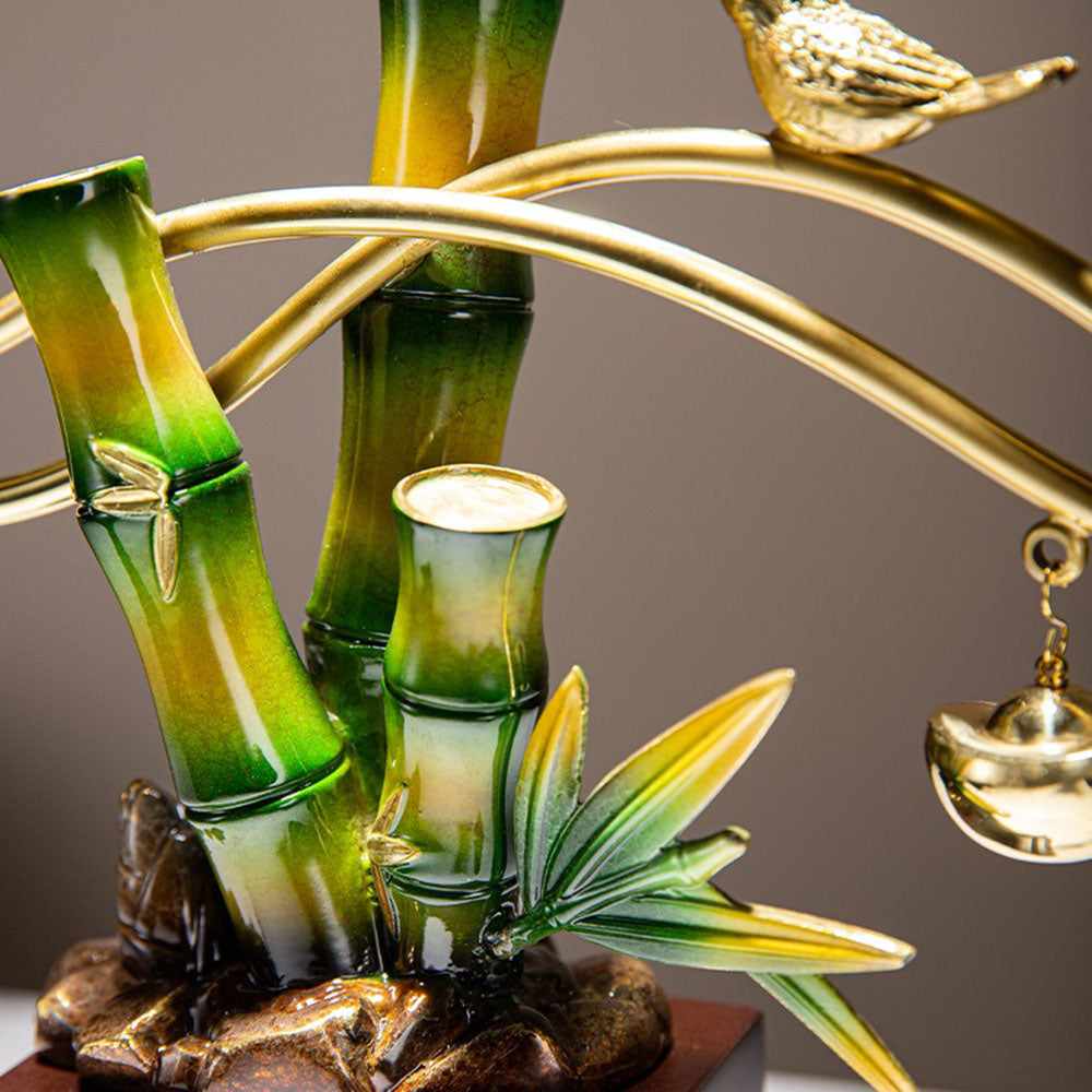 Brass Magpie And Ignots Decor Piece